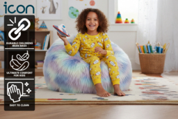 Kids' Faux Unicorn Fur Bean Bag Chair - thumbnail 2