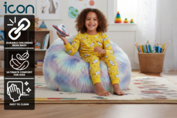 Kids' Faux Unicorn Fur Bean Bag Chair - thumbnail 6