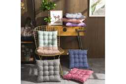 Gingham Check Outdoor & Indoor Cushioned Seat Pads - Family Garden Games & Dining Comfort - thumbnail 3