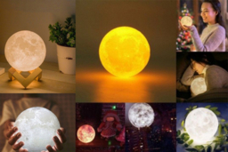 3D Moon Table Lamp - Dual Colour LED, USB Rechargeable, Modern Home Lighting - thumbnail 8
