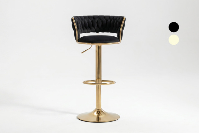 Adjustable Swivel Velvet Bar Stool with Supportive Backrest - image 1