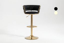 Adjustable Swivel Velvet Bar Stool with Supportive Backrest - thumbnail 5