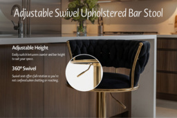Adjustable Swivel Velvet Bar Stool with Supportive Backrest - thumbnail 4