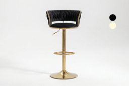 Adjustable Swivel Velvet Bar Stool with Supportive Backrest