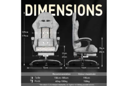 ECOFURNIX Ergonomic Office Chair with Lumbar Massage & Adjustable Features - Metal Frame, Scandinavian Style - thumbnail 7