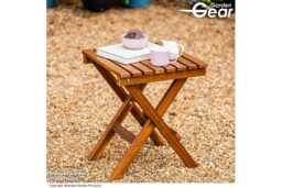 Folding Acacia Wood Outdoor Side Table - Lightweight, Foldable, Rustic Garden Furniture - thumbnail 3
