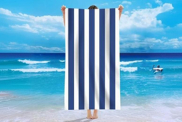 Quick-Dry Microfibre Striped Bathroom & Beach Towel - Large, Sand-Resistant, 8 Colours - thumbnail 7
