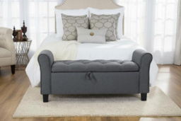 Linen Ottoman Bench Chaise with Armrests and Hidden Storage - thumbnail 6
