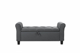 Linen Ottoman Bench Chaise with Armrests and Hidden Storage - thumbnail 5