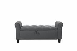 Linen Ottoman Bench Chaise with Armrests and Hidden Storage - thumbnail 1