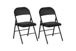 Set of 2 Faux Leather Cushioned Folding Chairs - Black, Steel Frame, 120kg Capacity, Space-Saving - thumbnail 3