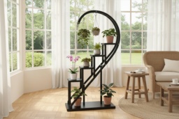 Curved 4-Tier Plant Stand for Elegant Display - Black - thumbnail 2