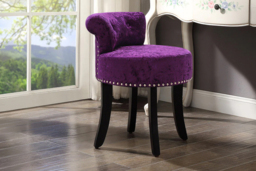 Purple Velvet Vanity Chair with Button-Tufted Backrest and Metal Studs - thumbnail 2