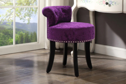 Purple Velvet Vanity Chair with Button-Tufted Backrest and Metal Studs - thumbnail 6