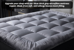 Grey 4-inch Microfibre Mattress Topper - 5 Sizes - thumbnail 3