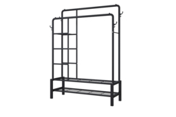 120Kg Capacity 4-In-1 Heavy-Duty Metal Clothes Rail With Side Shelves + Shoe Rack - 2 Colours!