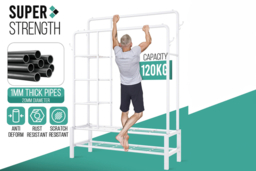 120Kg Capacity 4-In-1 Heavy-Duty Metal Clothes Rail With Side Shelves + Shoe Rack - 2 Colours! - thumbnail 8