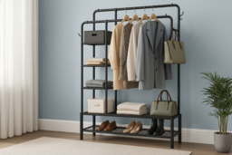 120Kg Capacity 4-In-1 Heavy-Duty Metal Clothes Rail With Side Shelves + Shoe Rack - 2 Colours! - thumbnail 5