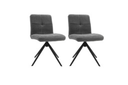 Set of 2 Plush Grey Teddy Fleece Dining Chairs