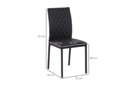 PRICE DROP! Chic Black Faux Leather Dining Chairs - Set of 4, Modern Padded Seating, Steel Legs - thumbnail 5