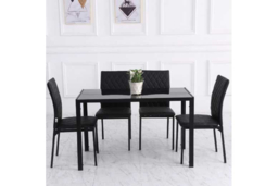 PRICE DROP! Chic Black Faux Leather Dining Chairs - Set of 4, Modern Padded Seating, Steel Legs - thumbnail 8