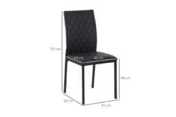 PRICE DROP! Chic Black Faux Leather Dining Chairs - Set of 4, Modern Padded Seating, Steel Legs - thumbnail 1