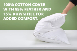 Luxury Duck Feather & Down Pillows - Extra Filled, Hypoallergenic, Machine Washable (2 Pack) - thumbnail 7