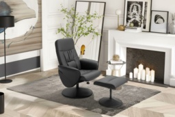 HOMCOM Ergonomic Faux Leather High Back Recliner Chair - Black, Adjustable, Modern Lounge Seating - thumbnail 2