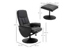 HOMCOM Ergonomic Faux Leather High Back Recliner Chair - Black, Adjustable, Modern Lounge Seating