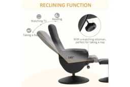HOMCOM Ergonomic Faux Leather High Back Recliner Chair - Black, Adjustable, Modern Lounge Seating - thumbnail 3