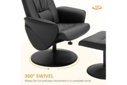HOMCOM Ergonomic Faux Leather High Back Recliner Chair - Black, Adjustable, Modern Lounge Seating - thumbnail 8