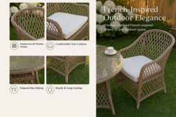 Provence Rattan Garden Set with Table, Cushions & Weather Cover - 3 Size Options - thumbnail 4