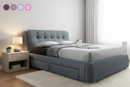 Signature Fabric Storage Bed with Padded Headboard and Four Drawers - Double & King Size - thumbnail 2