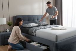 Signature Fabric Storage Bed with Padded Headboard and Four Drawers - Double & King Size - thumbnail 4
