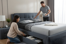 Signature Fabric Storage Bed with Padded Headboard and Four Drawers - Double & King Size - thumbnail 8