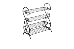 4-Tier S-Shape Metal Shoe Rack - Black - thumbnail 1