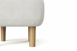 Beige Upholstered Footstool Pouffe with Durable Wooden Legs - thumbnail 4