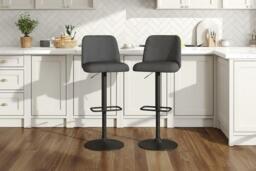 Set of 2 Modern Swivel Bar Stools with High Cushioned Backrest - thumbnail 2