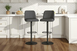 Set of 2 Modern Swivel Bar Stools with High Cushioned Backrest - thumbnail 6