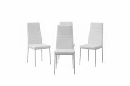 Set of 4 Faux Leather High-Back Dining Chairs - thumbnail 1