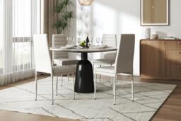 Set of 4 Faux Leather High-Back Dining Chairs - thumbnail 3