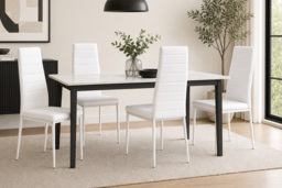 Set of 4 Faux Leather High-Back Dining Chairs - thumbnail 2