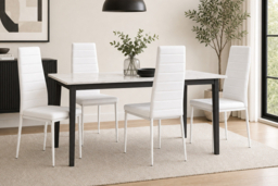 Set of 4 Faux Leather High-Back Dining Chairs - thumbnail 6
