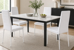 Set of 4 Faux Leather High-Back Dining Chairs - thumbnail 8
