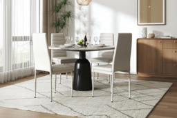 Set of 4 Faux Leather High-Back Dining Chairs - thumbnail 7