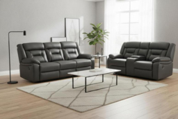 Miami Grey Leather Sofa Set - Contemporary 3+2 Electric Recliner - thumbnail 5