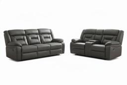 Miami Grey Leather Sofa Set - Contemporary 3+2 Electric Recliner - thumbnail 1