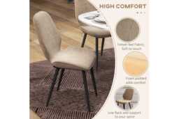 Set of 2 Modern Velvet Dining Chairs - Light Brown, Metal Legs, Padded Comfort Seating - thumbnail 4