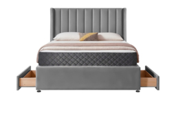 PRICE DROP! Light Grey Plush Divan Bed with Storage & Orthopaedic Mattress - thumbnail 3
