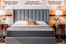 PRICE DROP! Light Grey Plush Divan Bed with Storage & Orthopaedic Mattress - thumbnail 4